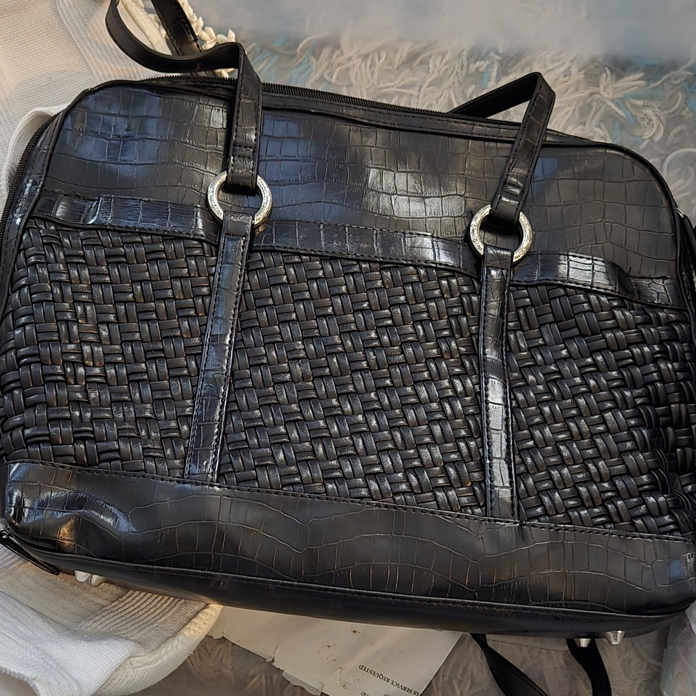 Coldwater Creek Black Faux Leather Laptop Bag